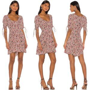 NWT Free People Lace Up Mini Dress Black Red Floral Size‎ Small Revolve Bohemian